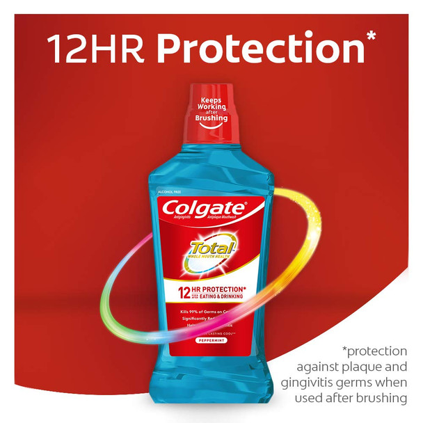 COLGATE Travel Size Mouthwash Alcohol-, Total Advanced Peppermint Blast Travel Mouthwash Bottle, 2 fluid ounces/ 60ML | Case of 24 bottles (167129)