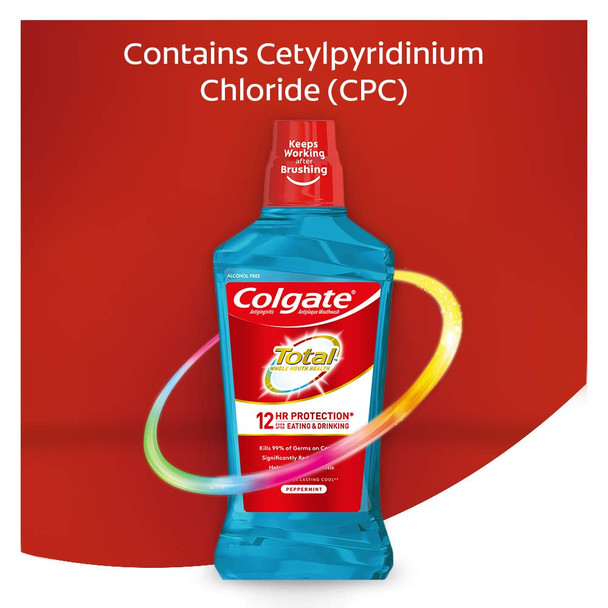 COLGATE Travel Size Mouthwash Alcohol-, Total Advanced Peppermint Blast Travel Mouthwash Bottle, 2 fluid ounces/ 60ML | Case of 24 bottles (167129)