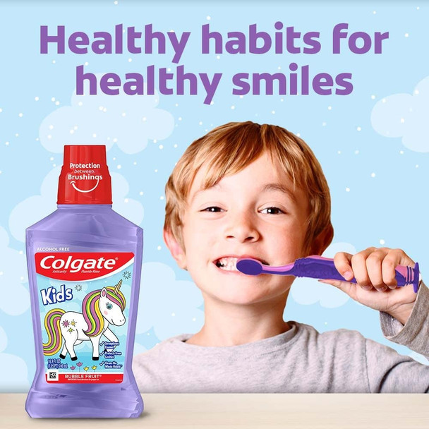 Colgate Kids Anticavity Mouthwash, Unicorn, Bubble Fruit for Ages 6 and Older - 500 mL, 16.9 Fluid Ounce (6 Pack)