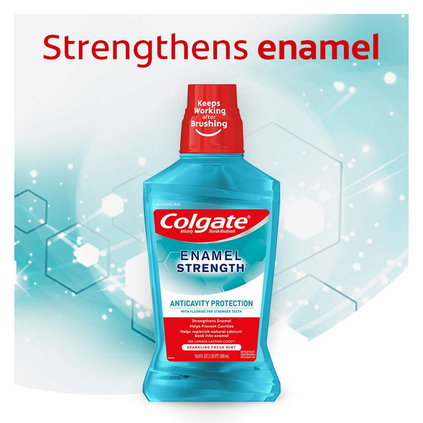 Colgate Enamel Strength Alcohol Free Mouthwash, Fresh Mint - 1L, 33.8 fluid ounce (3 Pack)