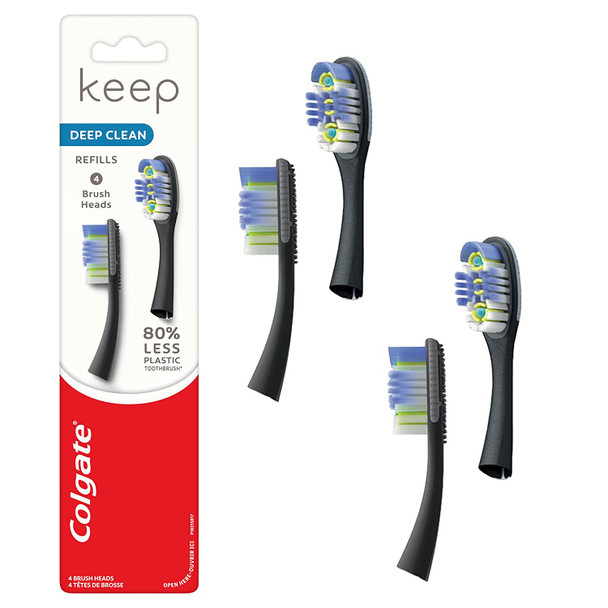 Colgate Keep Toothbrush Refill Heads, Deep Clean, Pack of 4