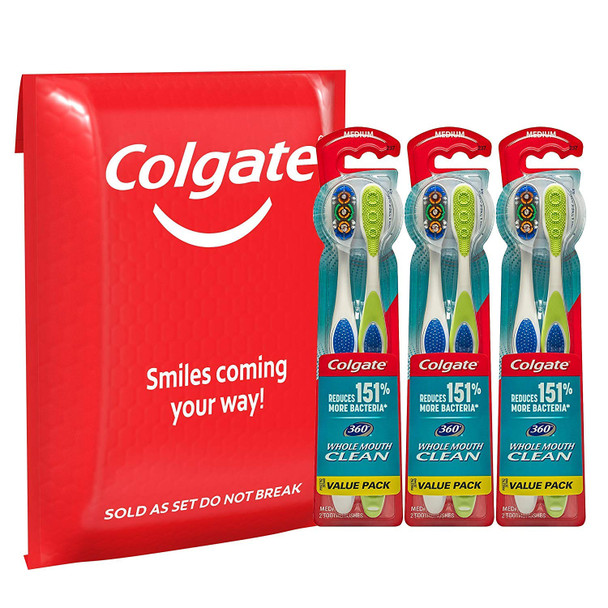 Colgate 360 Medium Toothbrush with Tongue and Cheek Cleaner, 6 Count Colgate 360 Medium Toothbrush with Tongue and Cheek Cleaner, 6 Count