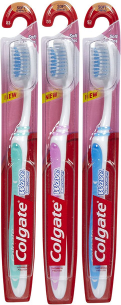 Colgate Wave Toothbrush, Compact Head, Soft - 3 pk
