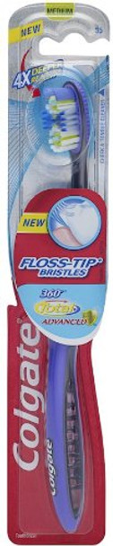 Colgate 360 Total Advanced Floss-Tip Bristle Toothbrush, Full Head Medium
