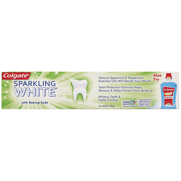 Colgate Sparkling White Whitening Toothpaste, Mint - 8 ounce (6 Pack)