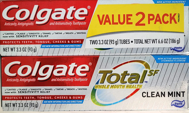 Colgate Colgate total toothpaste, clean mint, 3.3 oz. 2-pack- paste, 6.6 Fl Oz