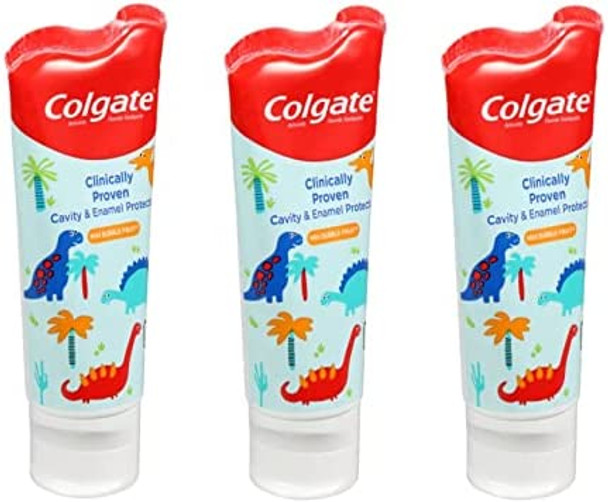 Colgate Kids 3.5 oz 3-Pack Dinosaurs Mild Bubble Fruit Flavor Toothpaste Fluoride Cavity & Enamel Protection