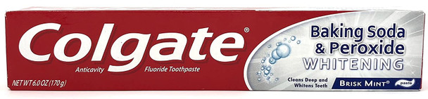 Colgate Baking Soda and Peroxide Whitening Toothpaste, Brisk Mint, 6 oz (Pack of 3)