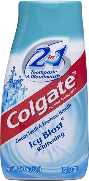 Colgate 2n1 Icy Blast Tp Size 4.6z Colgate Icy Blast Whitening Liquid Gel 2-In-1 Toothpaste & Mouthwash (Pack of 4)