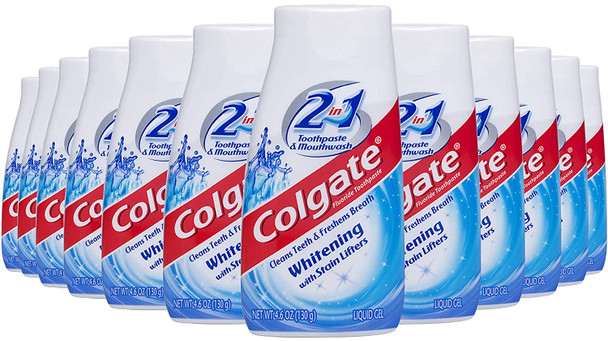 Colgate 2-in-1 Whitening Toothpaste Gel and Mouthwash - 4.6 Ounce, 12 Pack