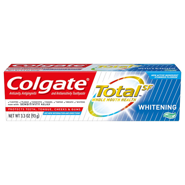 Colgate Total Whitening Toothpaste Gel, Mint, 3.3 Oz