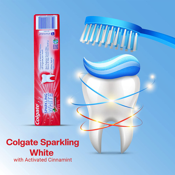 Colgate Cinnamint Fluoride Toothpaste with Cinnamon and Natural Mint Flavor, Deep Tooth and Gum Cleaning Gel with Gentle Whitening, Fights Cavities and Plaque, Kids and Adults, 5 Pack