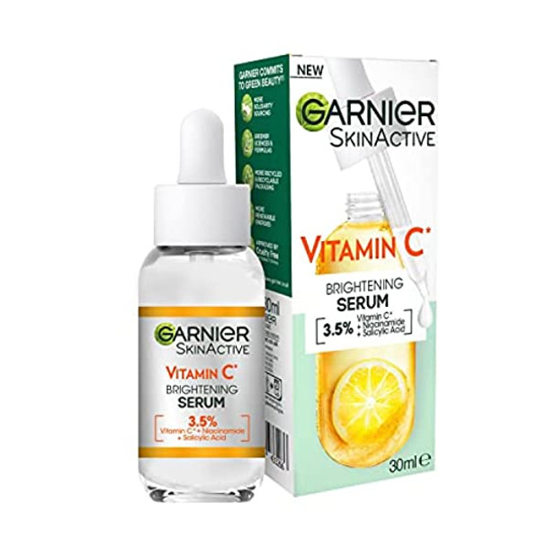 Garnier Vitamin C Serum for Face, Anti-Dark Spots & Brightening Serum, 3.5% Vitamin C, Niacinamide, Salicylic Acid & Lemon Extract, Brightening Serum For Dull, Tired Skin