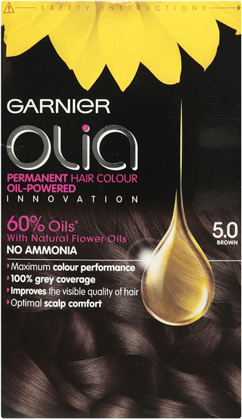3 x Garnier Olia Permanent Hair Colour 5.0 Brown