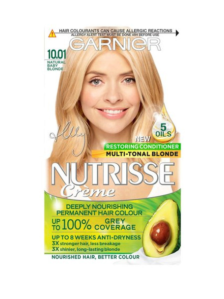 Garnier Nutrisse Permanent Hair Dye, Natural-Looking, Hair Colour Result, For All Hair Types, 10.01 Natural Baby Blonde