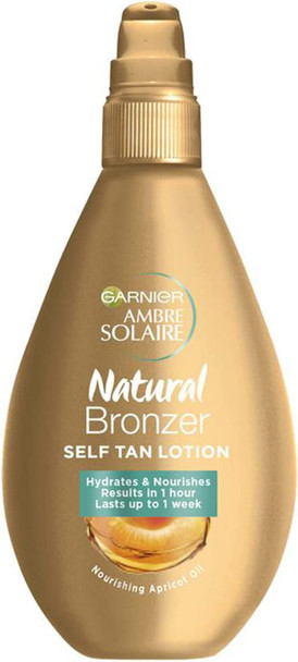 Garnier Ambre Solaire Natural Bronzer Easy Self Tan Lotion 150ml, Natural & Streak-Free Fake Tan, Hydrates & Nourishes Skin With Nourishing Apricot Oil, Lasts Upto 1 week, Vegan Formula