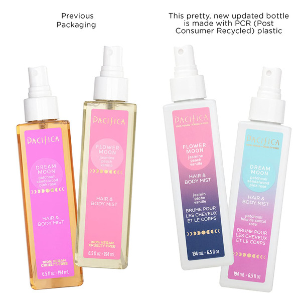Pacifica Beauty | Dream Moon Hair Perfume & Body Spray | Pink Rose, Sandalwood, Patchouli Notes | Natural + Essential Oils | Alcohol Free | Clean Fragrance | Vegan + Cruelty Free