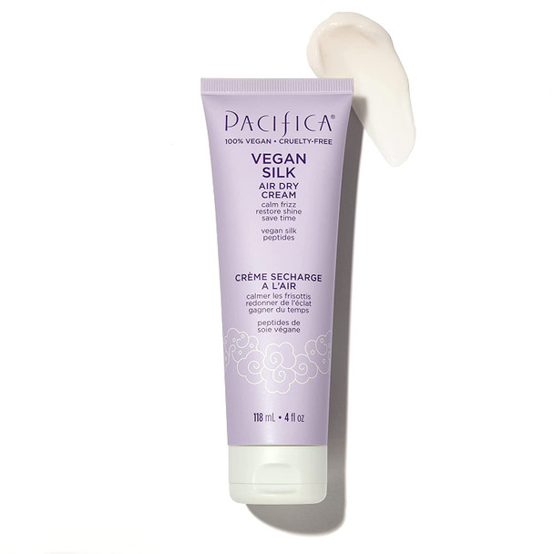 Pacifica Beauty | Vegan Silk Air Dry Cream | No Heat Hair Styling Cream | Frizz Control, Adds Texture + Shine, Softens + Smooths | All Hair Types, Dry + Damaged | Sulfate + Silicone Free | Vegan