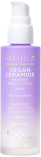 Pacifica Beauty, Vegan Ceramide Barrier Face Lotion, Hydrating, Lightweight Moisturizer, For Dry Skin, Dermatologist Tested, Safe for Sensitive Skin, Fragrance Free, 100% Vegan + Cruelty Free