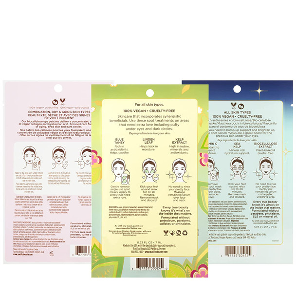 Pacifica Beauty Under Eye + Smile Line Patches Variety Pack Set, Vitamin C, Vegan Collagen, Puffy Eyes + Dark Circles, Moisturizing + Plumping, All Skin Types, Clean Skin Care, Multi, 3 Count