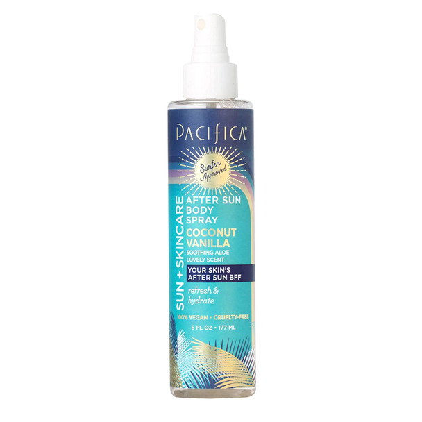 Pacifica Beauty, Suncare + Skincare After Sun Body Spray Coconut, Aloe, Cucumber, Calendula, Refresh + Hydrate, Sun Burn Relief, Vegan