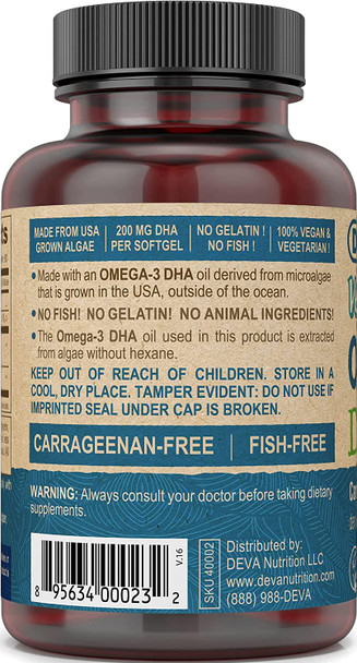 Deva Vegan Vitamins Dha Algae 200Mg Vegan 90 Sgel