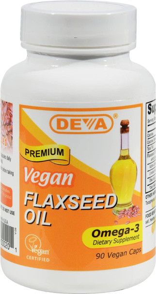 DEVA Vegan Flax Seed Oil,500MG Vegan, 90 VCAP