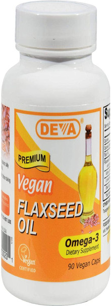 DEVA Vegan Flax Seed Oil,500MG Vegan, 90 VCAP