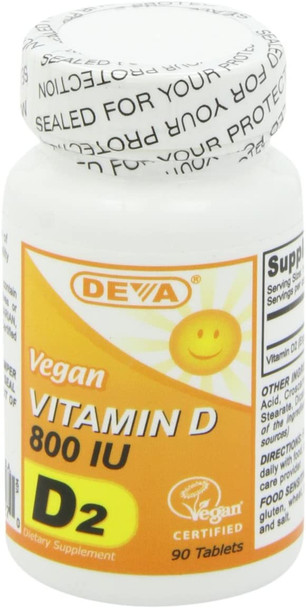 DEVA Vegan Vitamins Vitamin D 800 IU Tabs, 90 ct