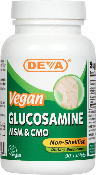 Deva Vegan Glucosamine MSM and CMO - 90 Tablets - Gluten Free - Non Shellfish