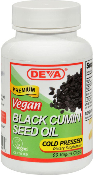 Deva Vegan Vitamins Black Cumin Seed Oil - 90 Vegetarian Capsules - Gluten Free-Dairy Free - Wheat Free-Vegan