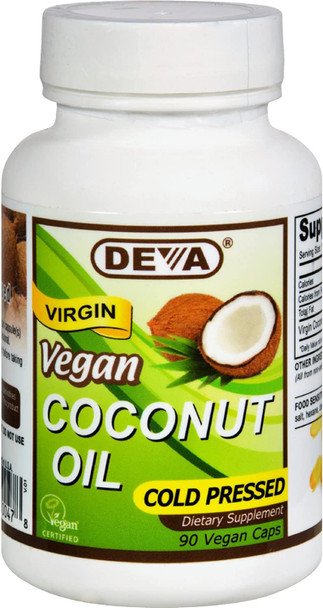 Devan Vegan Vitamins Coconut Oil - Vegan - 90 Vegan Capsules - Gluten Free - Cold Pressed - Vegan by Deva Vegan Vitamins