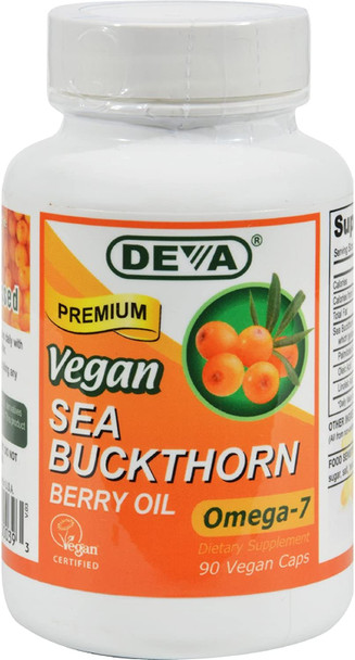 Deva Vegan Vitamins Sea Buckthorn Oil - 90 Vcaps - Gluten Free - Yeast Free - Wheat Free - Vegan