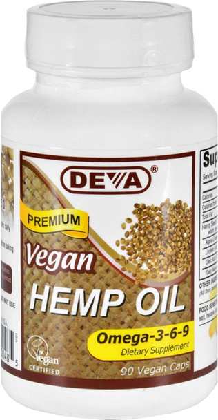 Devan Vegan Vitamins Hemp Oil - Omega 3 6 9 - Made from Plant Cellulose - 90 Vegan Capsules (Pack of 2)