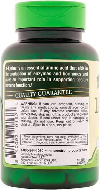 Nature's Truth, LLysine 1000 mg Capsules, 100 Count