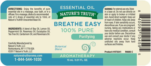 Nature's Truth Essential Oil, Breathe Easy, 0.51 Fl Oz, Clear (NT5541)