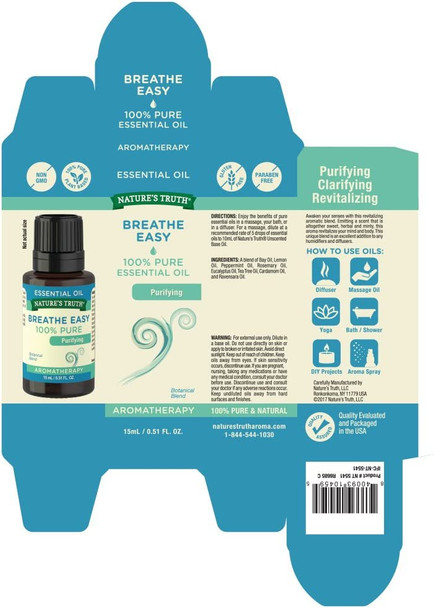 Nature's Truth Essential Oil, Breathe Easy, 0.51 Fl Oz, Clear (NT5541)