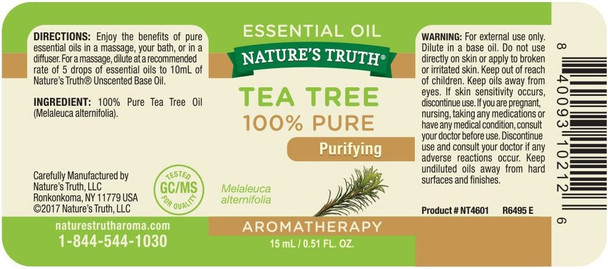 Nature's Truth Aromatherapy 100% Pure Essential Oil, Tea Tree, 0.5 Fl Oz