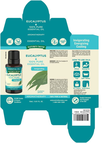Nature's Truth Aromatherapy 100% Pure Essential Oil, Eucalyptus, 0.51 Fluid Ounce
