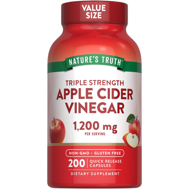Nature's Truth Apple Cider Vinegar Capsules | 1200mg | 200 Pills | Extra Strength | Value Size | Non-GMO & Gluten Free Supplement