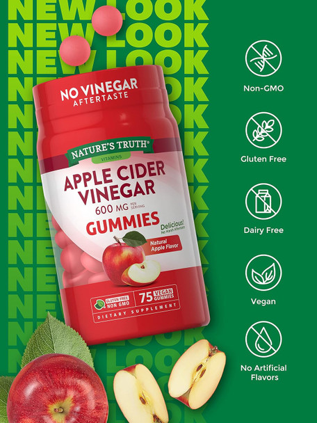 Nature'S Truth Apple Cider Vinegar 600Mg Vegan Gummies, 75 Count