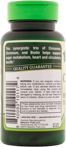 Nature's Truth Cinnamon with Biotin and Chromium Capsules, 60 Count