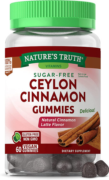 Ceylon Cinnamon Gummies | 2000mg | 60 Count | Vegan, Non-GMO & Gluten Free Supplement | Sugar Free | by Nature's Truth