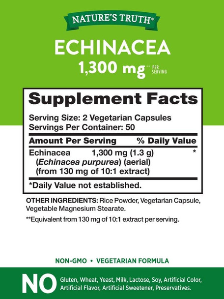 Nature's Truth Echinacea 400 mg Dietary Supplement, 100 Count