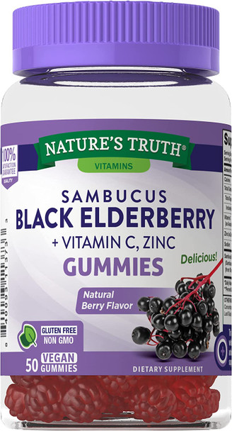 Nature's Truth Sambucus Black Elderberry Gummies 50 + 30% Free = 65 Count(Pack of 3) Total 195