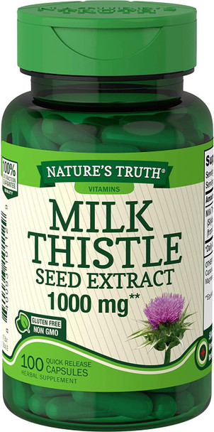 Nature's Truth Milk Thistle Seed Extract 1000 mg Quick Release Capsules - 100 ct, Pack of 2