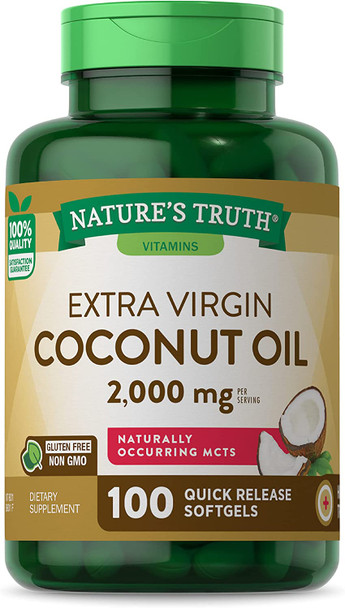 Nature's Truth Extra Virgin Coconut Oil 2000 mg, 100 Count