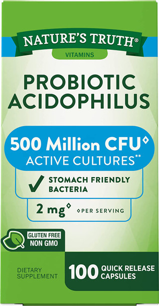 Nature's Truth Probiotic Acidophilus 3 mg Dietary Supplement Quick Release Capsules - 100 ct, Pack of 3