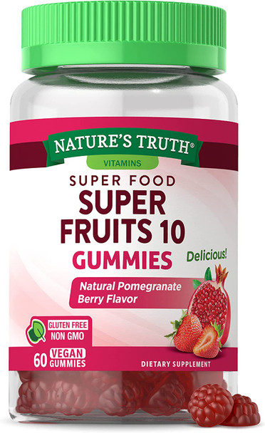 Super Fruits Gummies | 60 Count | Vegan, Non-GMO & Gluten Free | Super Food Supplement | Natural Pomegranate Berry Flavor | by Nature's Truth