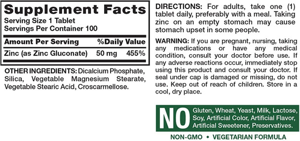 Nature's Truth Zinc 50 mg Chelated Supplements, 100 Count (Pack of 3)